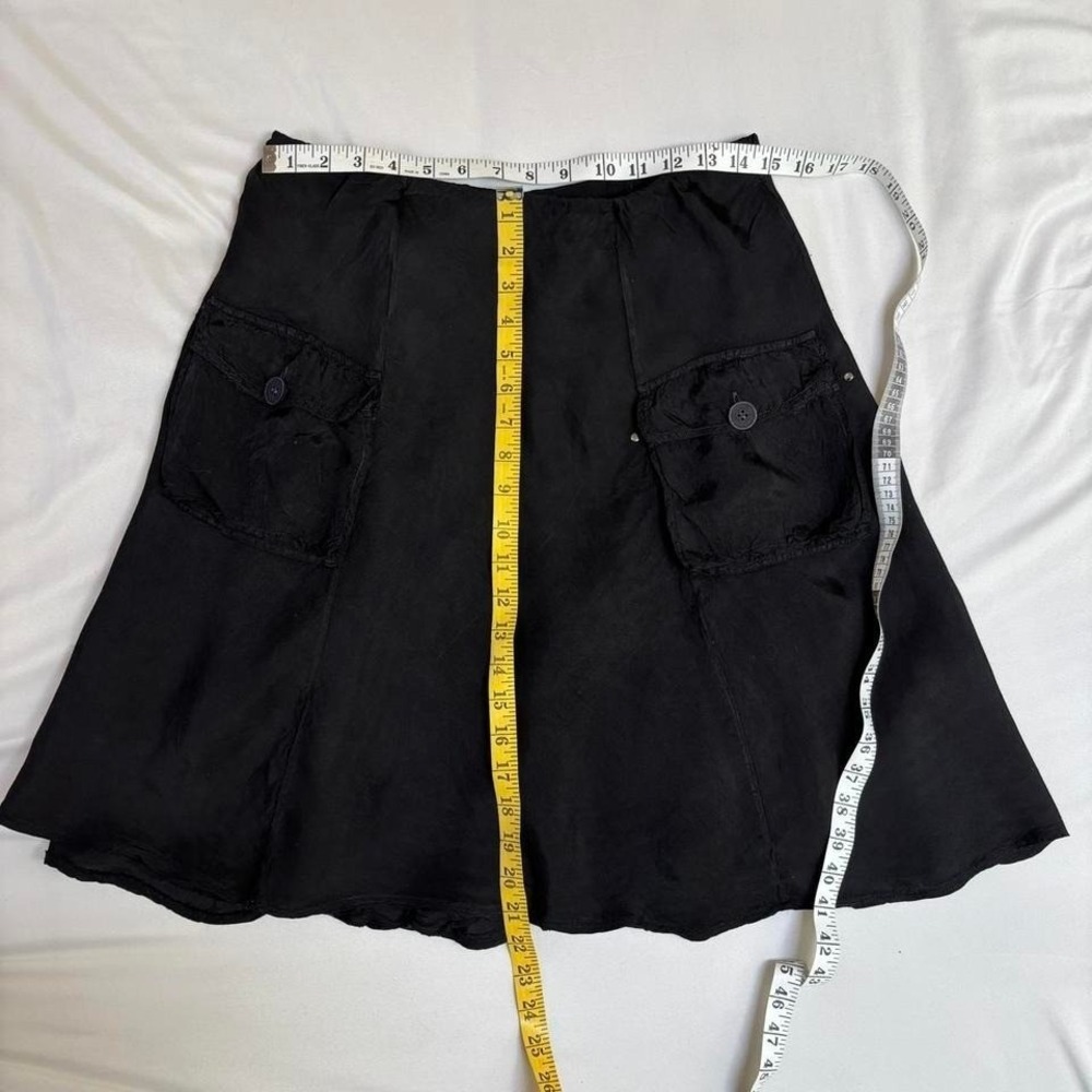 Black Satin Skirt Cargo Pockets Scee TwinSet Grunge Emo WhimsyGoth S/M - Picture 4 of 7